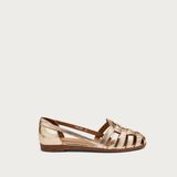 Kadın Sandalet 03V1 Frau Lamınated Leather Caged Ballet Flats - Platin