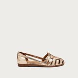Kadın Sandalet 03V1 Frau LAMINATED LEATHER CAGED BALLET FLATS