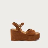 Kadın Sandalet 04B6 Frau Suede Wedge Sandals - Kahverengi