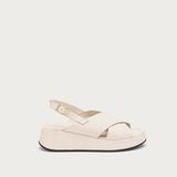 Kadın Sandalet 04M4 Frau Leather Platform Sandals - Ekru