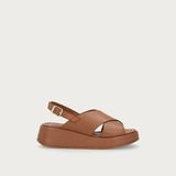 Kadın Sandalet 04M4 Frau Leather Platform Sandals - Kahve