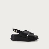 Kadın Sandalet 04M4 Frau Leather Platform Sandals - Siyah