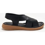 Kadın Sandalet 49M1 Frau Cachemıre Comforttech Leather Sandals Wıth Back Strap - Siyah
