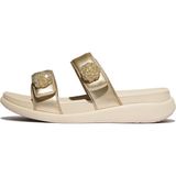 Kadın Sandalet IW5-090 / 675 Fitflop F-Mode Go Beadie-Button Adjustable Two-Bar Slides - Platin