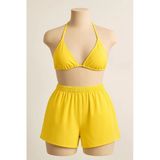 Kadın Sarı Şortlu Belden Ve Boyundan Bağlamalı Bikini Takımı – Modern, Konforlu Ve Günlük Kombinlere Uygun