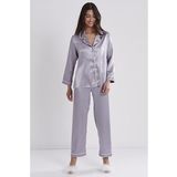 Kadın Saten Biyeli Pijama Takımı -1200 Royal