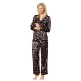 Kadın Saten Çiçek Desenli Pijama Takımı, Şık Ve Rahat 2’li Set
