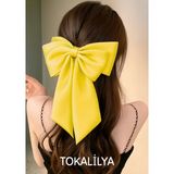 Kadın Saten Fiyonk Lüx Otomatik Klips Toka - Sarı