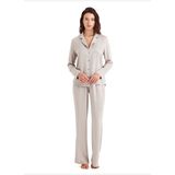 Kadın Saten Pijama Takımı 60488 - Krem