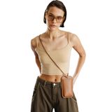 Kadın Scuba Kumaş İp Askılı Crop Top CROP-ATLET Bej L