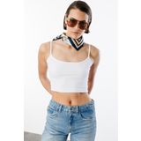 Kadın Scuba Kumaş İp Askılı Crop Top CROP-ATLET