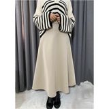 Kadın Scuba Kumaş Puf Kloş Tesettür ve Günlük Etek BOY:94-95CM - Krem - XL