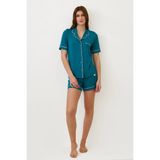 Kadın Seageo Cepli Şortlu Pijama Takımı Yeşil