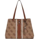 Kadın Şerit Detaylı Monogram Desenli Tote Çanta - Kahverengi