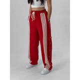 Kadın Şeritli Kırmızı Baggy Pantolon Coc1080