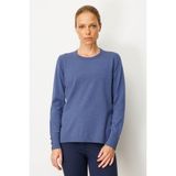 Kadın Sıfır Yaka Yırtmaçlı Yanı Düğmeli Bluz Indigo - İndigo - 2XL