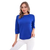 Kadın Sıfıryaka Simli Kol Detaylı Kazak 12763 BGL-ST04221 SAKS MAVİ M/L