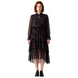 Kadın Şifon Skater Midi Elbise Şal Desenli Boyundan Bağlamalı Uzun Kollu Dokuma Şıklığı Kaliteli-Çok Renkli-42