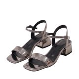Kadın Şık Topuklu Sandalet 5 cm – Ultra Rahat Günlük & Abiye Ayakkabı, Modern Yazlık Bilekten Bantlı Açık Burun Sandalet (Platin, EU Ayakkabı Beden Sistemi, Yetişkin, Kadın, Sayısal, Orta, 36)