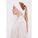 Kadın Silikonlu Kaymaz Dikişsiz Spor Saç Bandana Bone - Beyaz - Standart