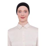 Kadın Silikonlu Kaymaz Dikişsiz Tesettür Saç Bandana Bone - Siyah