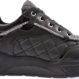 Kadın Silver Taş İp Detaylı Bağcıklı Sneakers Ayakkabı Siyah Kapitone 1232831