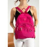 Kadın Sırt Çantası Günlük Kullanıma Uygun 30*25 cm Klinkır Kumaş Çok Cepli Hafif Su Itici Kumaş - 30 x 25 cm - Pembe