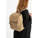 Kadın Sırt Çantası Ultra Hafif Poliamid Kumaş Su Geçirmez Kapaklı Günlük Sırt Çantası 29*27 cm - 29 x 27 cm - Vizon