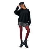 Kadın Siyah 3 İplik Penye Şardonlu Oversize Sweatshirt 28050