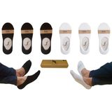 Kadın Siyah Bambu Dikişsiz Silikon Destekli Kaydırmaz Babet Çorap Seti 6'lı - Siyah - Beyaz - 36 - 42