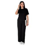 Kadın Siyah Basic İkili Takım – Oversize Tişört & Bol Paça Pantolon, siyah, sm