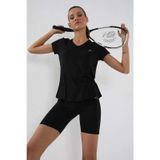 Kadın Siyah Basic Kısa Kol Standart Kalıp V Yaka T-Shirt 97145-