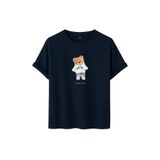 Kadın Siyah Baskılı Tişört – DARE YOU Teddy Bear – Dijital Baskı – Rahat Kesim (Lacivert, 2XL)