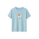 Kadın Siyah Baskılı Tişört – DARE YOU Teddy Bear – Dijital Baskı – Rahat Kesim (Mavi, M)