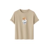 Kadın Siyah Baskılı Tişört – DARE YOU Teddy Bear – Dijital Baskı – Rahat Kesim (Taş, 2XL)