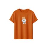 Kadın Siyah Baskılı Tişört – DARE YOU Teddy Bear – Dijital Baskı – Rahat Kesim (Turuncu, M)