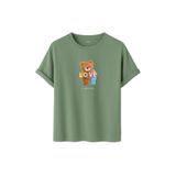 Kadın Siyah Baskılı Tişört – LOVE Colorful Teddy Bear – Dijital Baskı – Rahat Kesim (Çağla, 2XL)