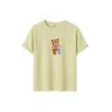 Kadın Siyah Baskılı Tişört – LOVE Colorful Teddy Bear – Dijital Baskı – Rahat Kesim (Sarı, L)