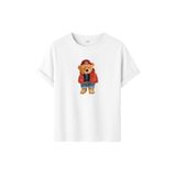 Kadın Siyah Baskılı Tişört – Teddy Bear Figürlü – Dijital Baskı – Rahat Kesim (Beyaz, S)