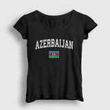 Kadın Siyah Bayrak Flag V2 Azerbaycan Azerbaijan T-Shirt 536629TT