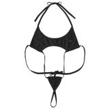 Kadın Siyah Büyük Beden Bikini Tarzı Seksi Fantezi Gecelik