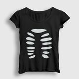 Kadın Siyah Cadılar Bayramı Halloween Çift Sevgili Iskelet T-Shirt 580937TT - XL