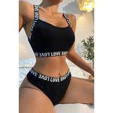Kadın Siyah Çapraz Sırt Ve Love Yazı Detaylı Iç Çamaşır Takımı – Modern, Konforlu
