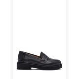 Kadın Siyah Deri Maskülen Loafer AF200010DV