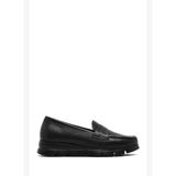 Kadın Siyah Dolgu Topuklu Deri Comfort Loafer AF170019DV