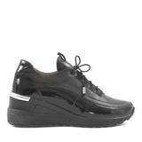 Kadın Siyah Dolgu Topuklu Rugan Deri Sneaker