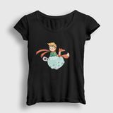 Kadın Siyah Fox Le Petit Prince Küçük Prens T-Shirt 566469TT