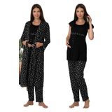 Kadın Siyah Hamile Lohusa Sabahlıklı Pijama Takımı, XL, ES6014EF-19804IGP254837