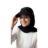 Kadın Siyah Hasır Güneş Vizör Şapka Lastikli Katlanabilir Plaj Şapkası