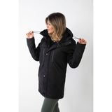 Kadın Siyah Içi Polarlı Su ve Rüzgar Geçirmez Kapüşonlu Kışlık Mont & Kaban & Parka - XL